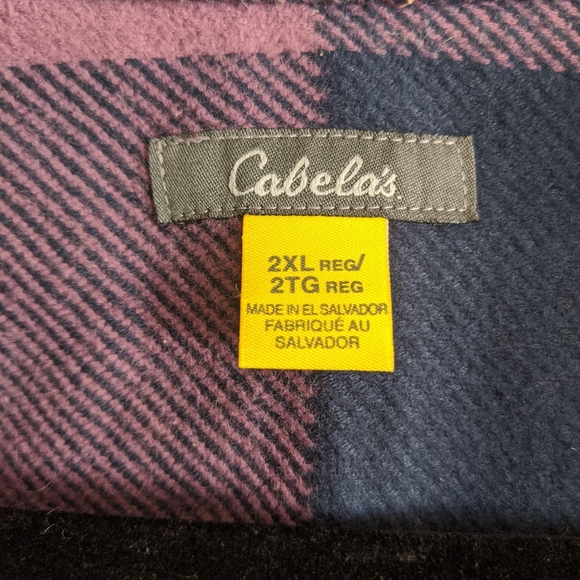 (Cabela's) Purple Cotton Plaid Button Jacket 2XL - Picture 10 of 10